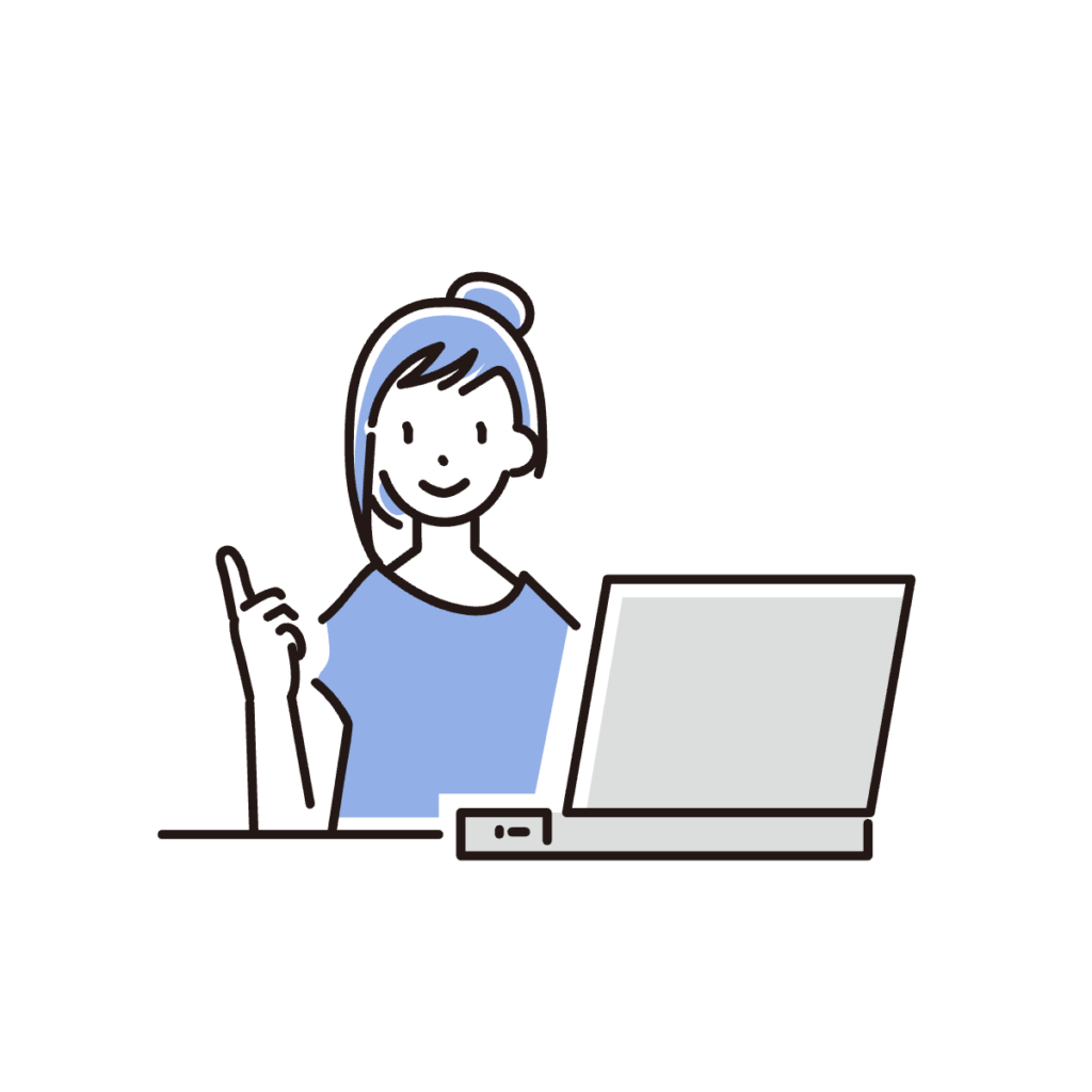 Illustration of a woman with a computer.