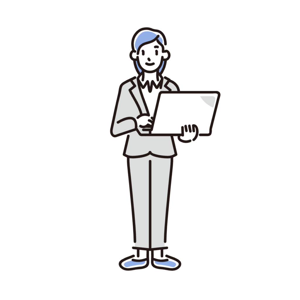 Illustration of a woman holding a computer